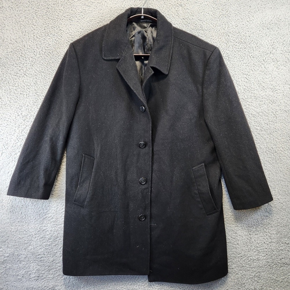 London Fog Signature Wool Blend Coat Men's 42S Black Button Front Overcoat
